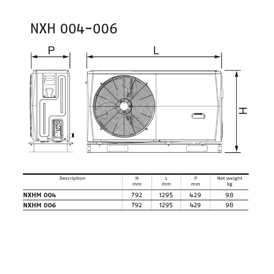 Riello NXHM 004 luft/vann varmepumpe Monoblock - 4,2 kW 