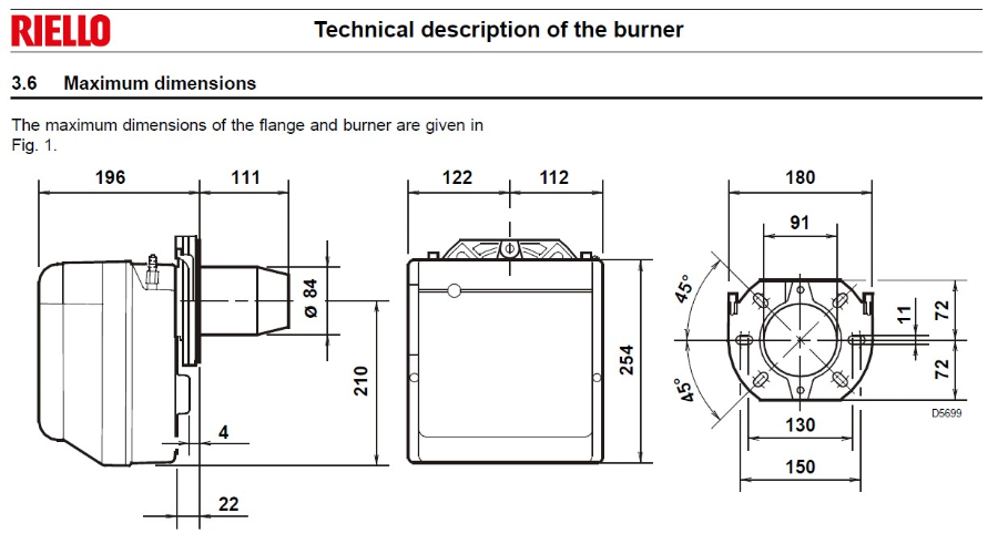 Riello Gulliver RG1RK BIO (B100) Ett-trinns 15 – 60 kW 