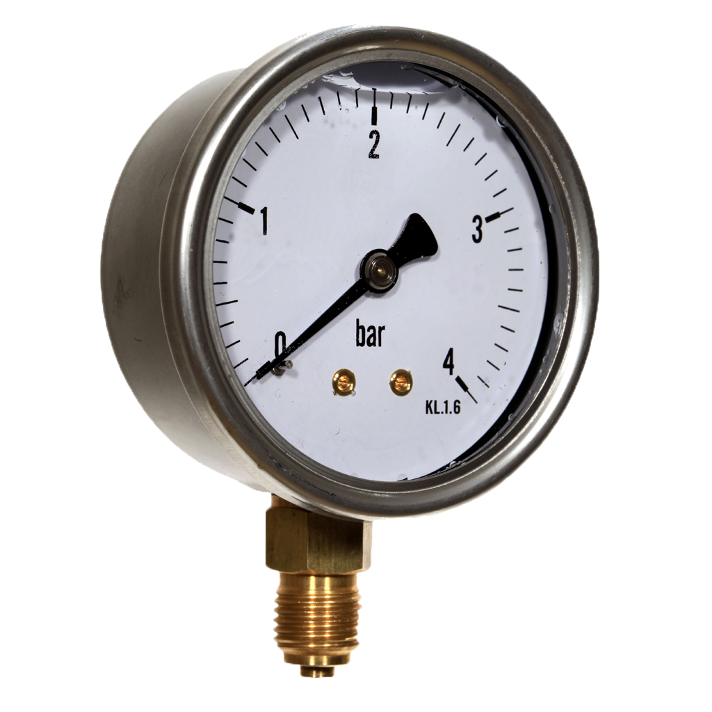 Manometer 1/4&quot; 0-10bar &#216;63mm - v&#230;skefylt