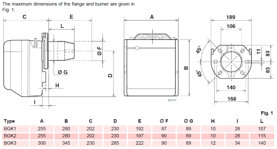 Riello Gulliver BGK3 BIO (B100) ett-trinns 45-73 kW (Low NOx) 