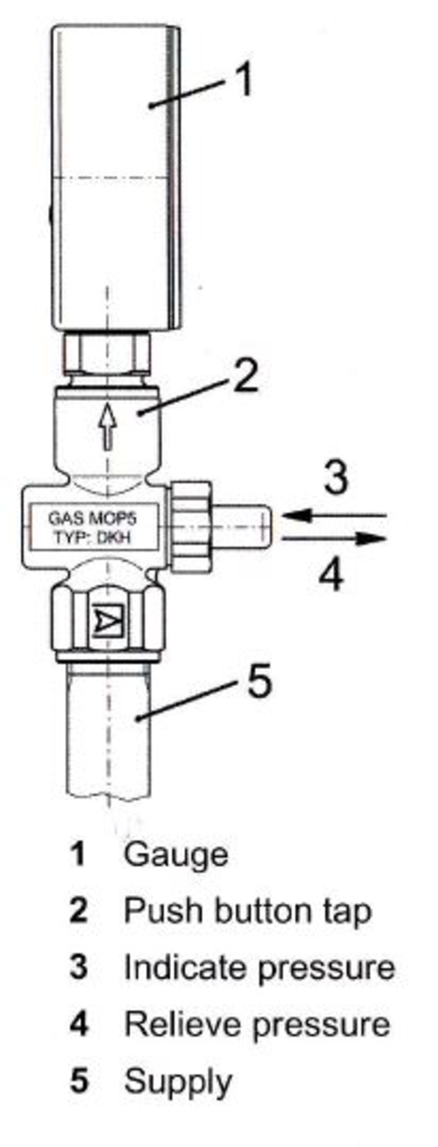 Trykk-knappventil for gassmanometer 1/2" 