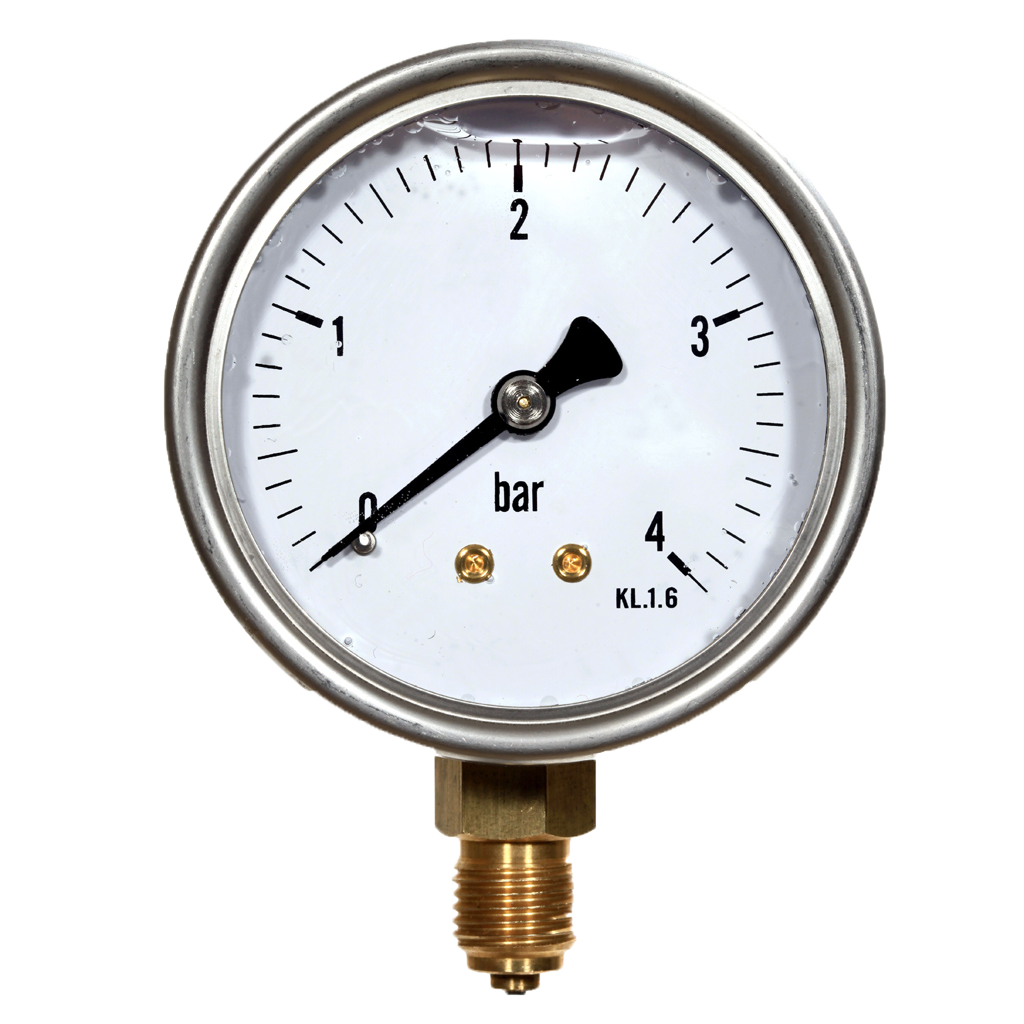 Manometer 1/4&quot; 0- 6bar &#216;63mm - v&#230;skefylt