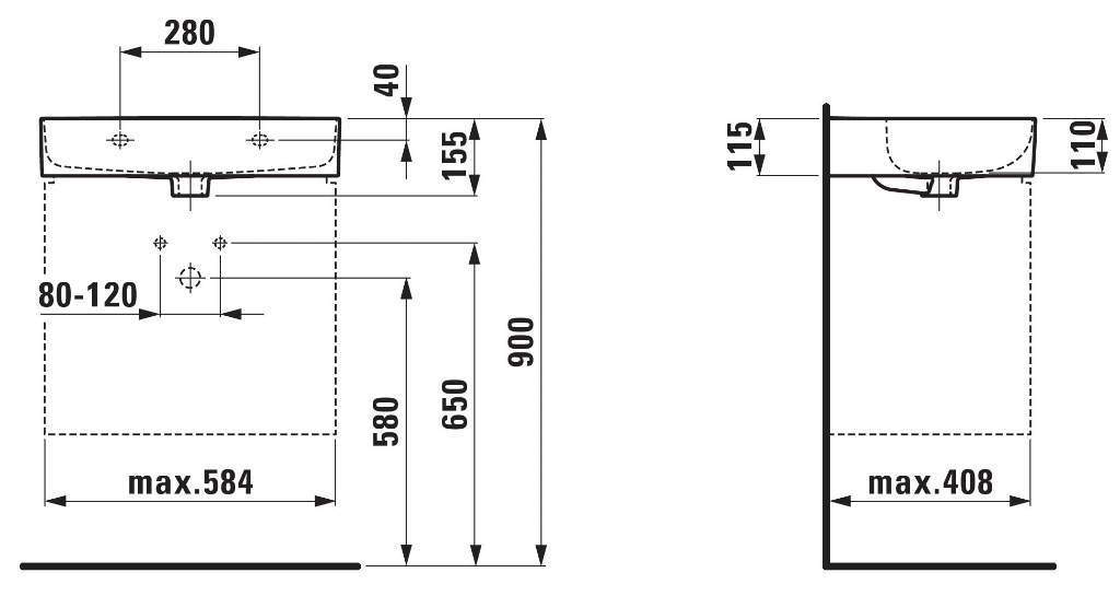 Laufen Val servant 60x42cm HVIT