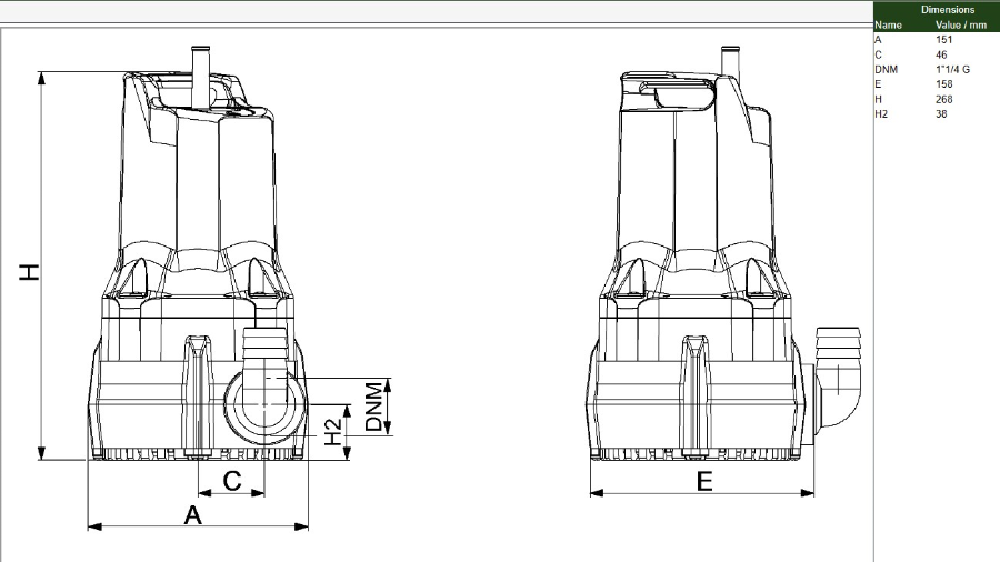 DAB NOVA 200 MNA 40th 2240/50 10H05 submersible pumps with AISI pump shaft 